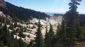 Looking down onto Bumpass Hell from the trail. FAITH MECKLEY
